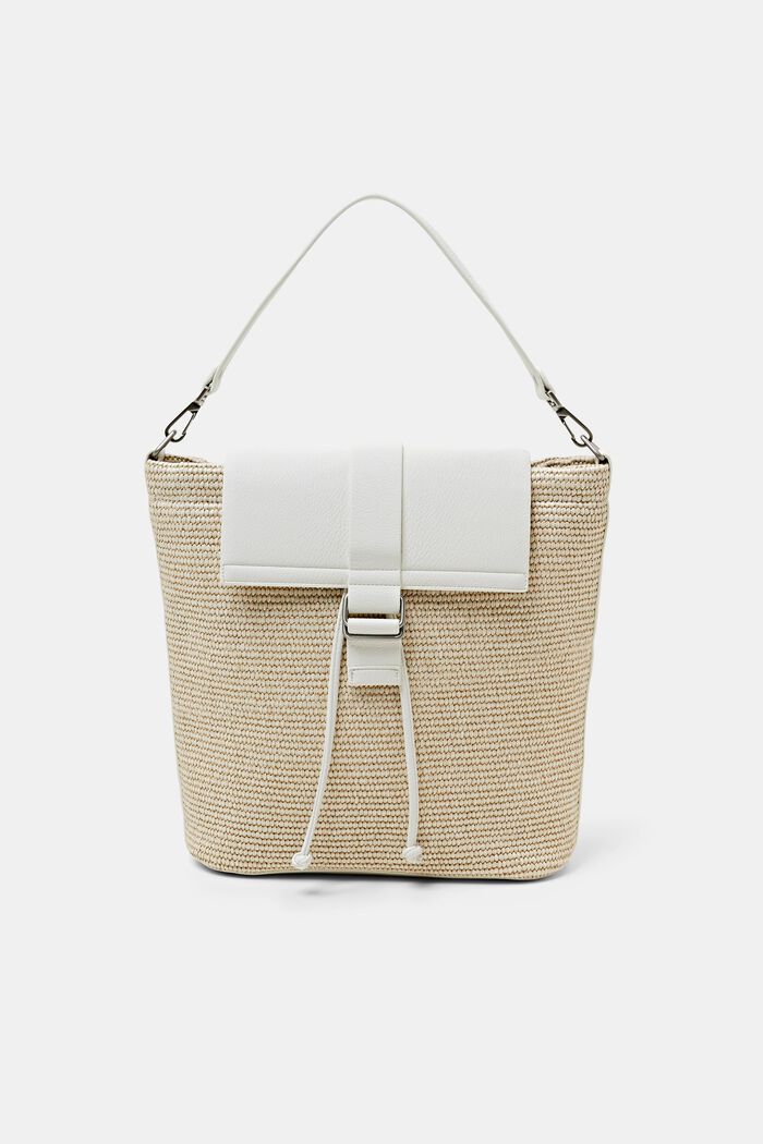 Material Mix Hobo Bag, OFF WHITE, detail image number 0