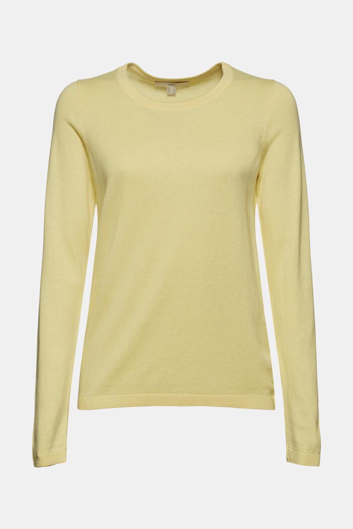 Basic jumper made of blended organic cotton, LIGHT YELLOW, detail image number 0
