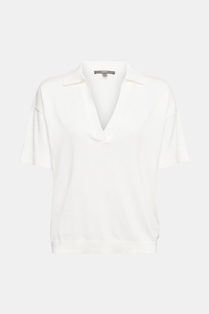 Short sleeve jumper with polo shirt collar, OFF WHITE, detail image number 2