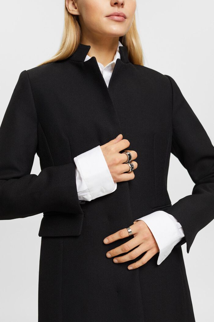 Inverted lapel collar coat, BLACK, detail image number 2
