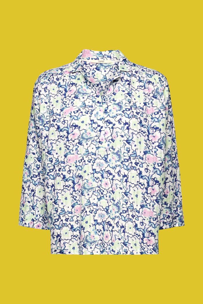 Cotton blouse with floral print, WHITE, detail image number 6