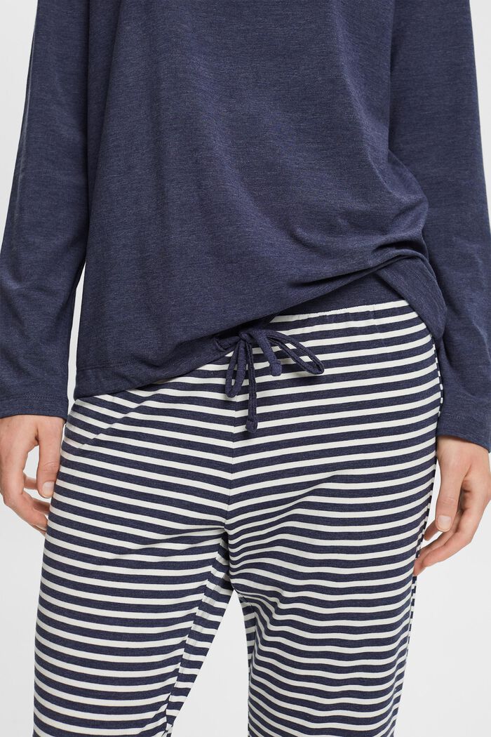 Striped Pajama Set, DARK BLUE, detail image number 2