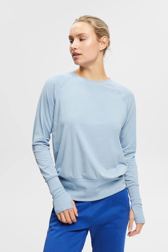 Long sleeve top with thumb holes, PASTEL BLUE, detail image number 0