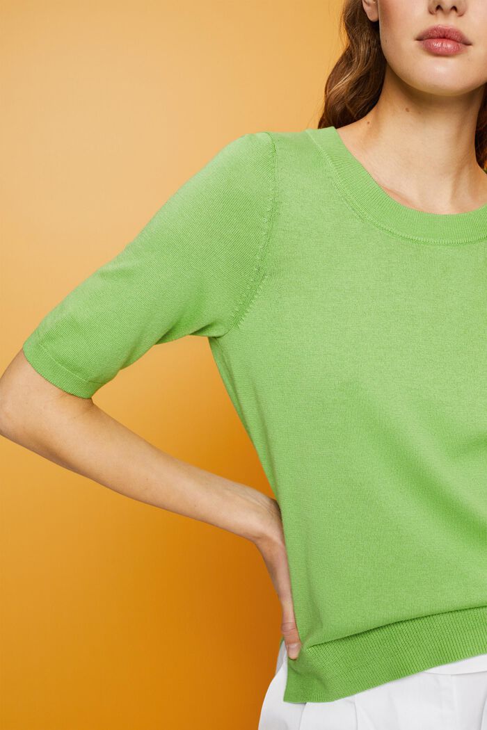 Short sleeve jumper, cotton blend, GREEN, detail image number 2