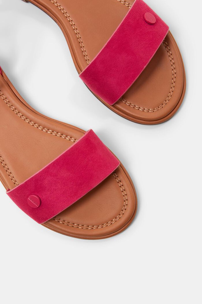 Vegan Suede Ankle Strap Sandals, PINK FUCHSIA, detail image number 3