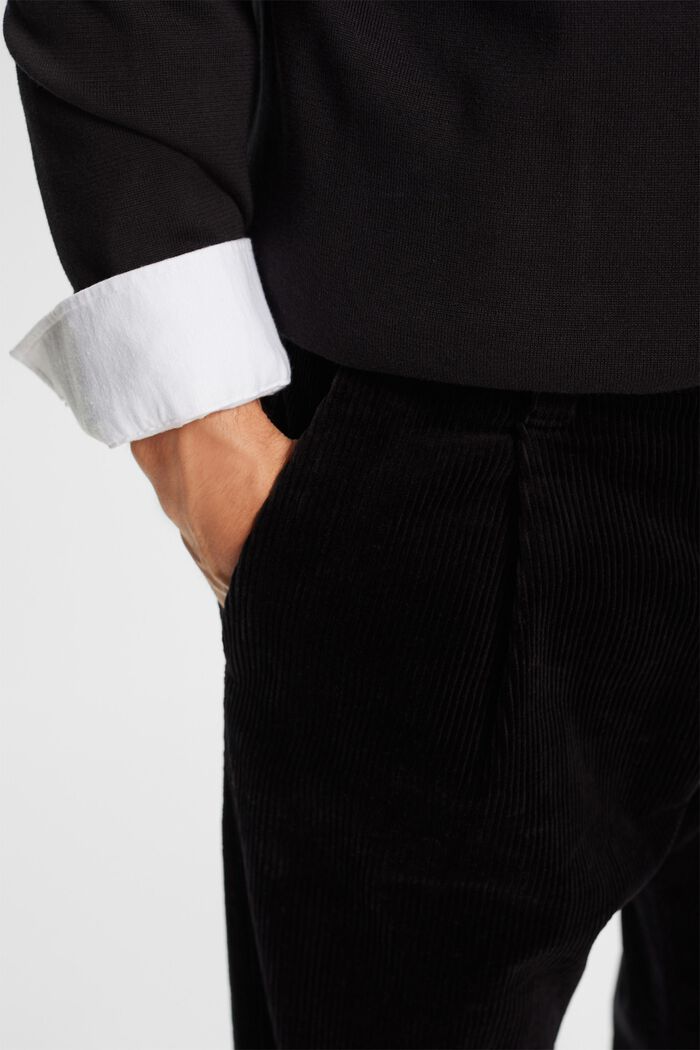 Wide Leg Corduroy Trousers, BLACK, detail image number 2
