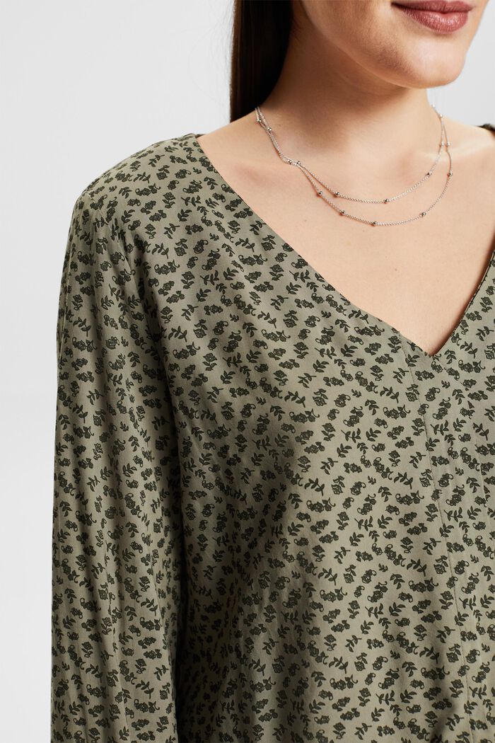 Print blouse with LENZING™ ECOVERO™, LIGHT KHAKI, detail image number 3