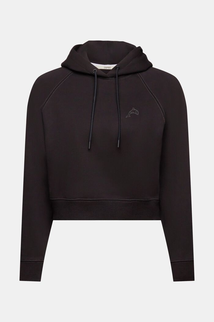 Cropped hoodie with dolphin logo, BLACK, detail image number 5