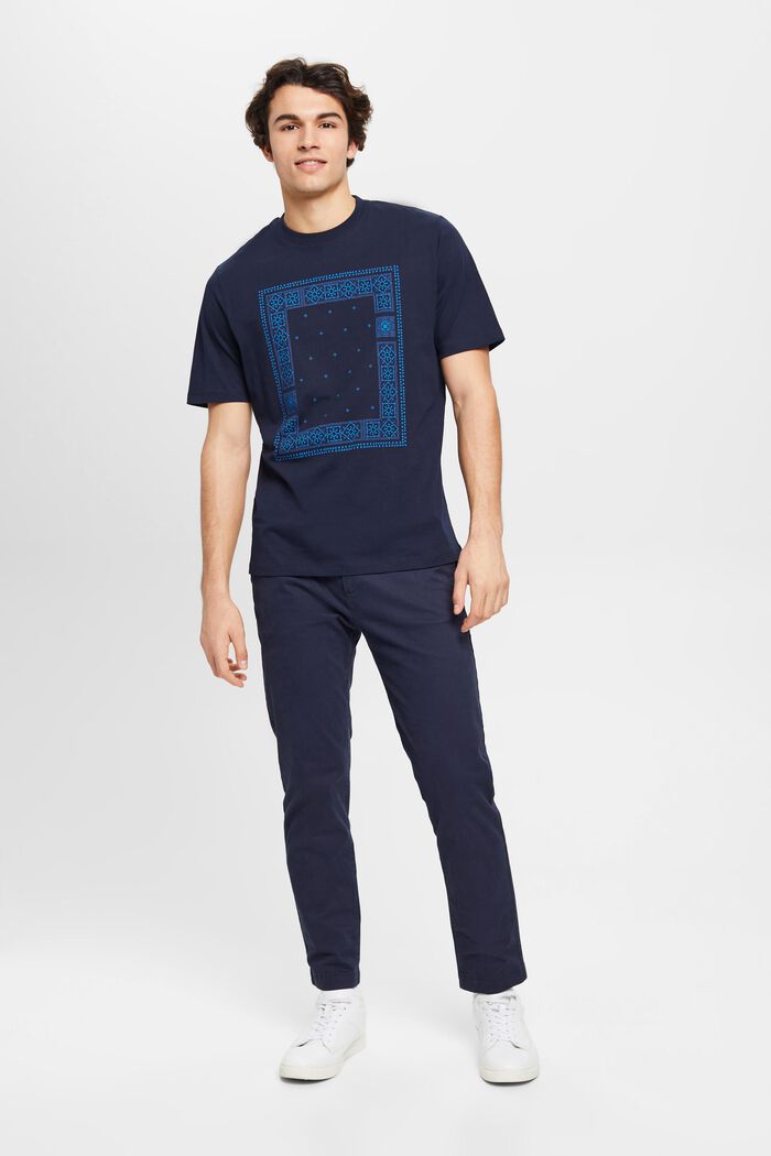 Relaxed fit cotton t-shirt with front print, NAVY, detail image number 4