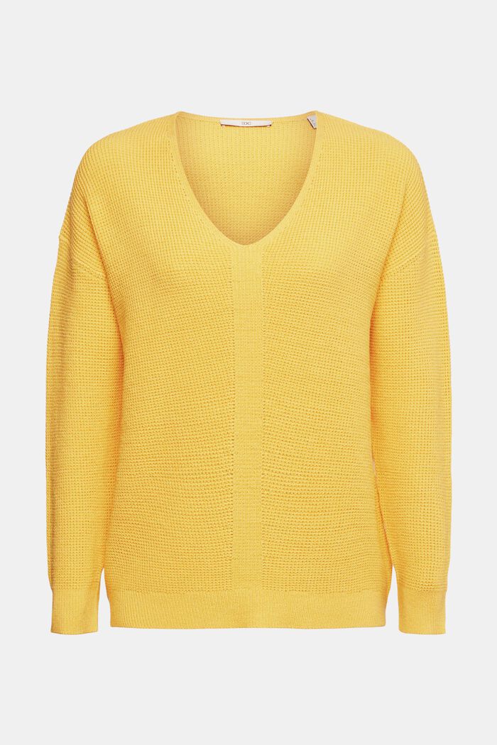 Loose knit V-neck jumper, YELLOW, detail image number 2