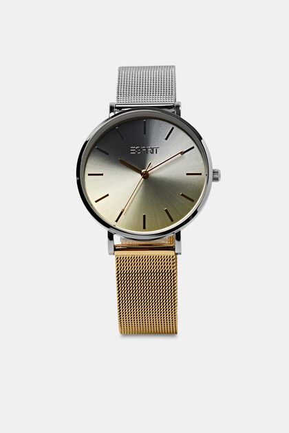 Stainless Steel Bi-Colored Mesh Strap Watch