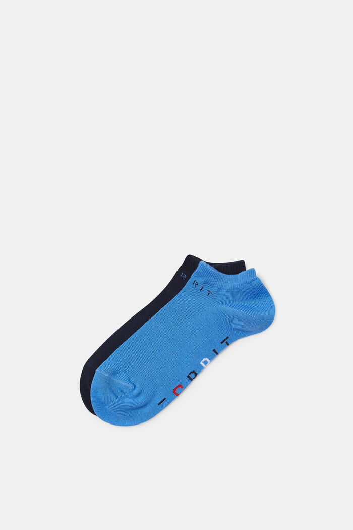 Double pack of trainer socks with a logo, NAVY/BLUE, detail image number 0