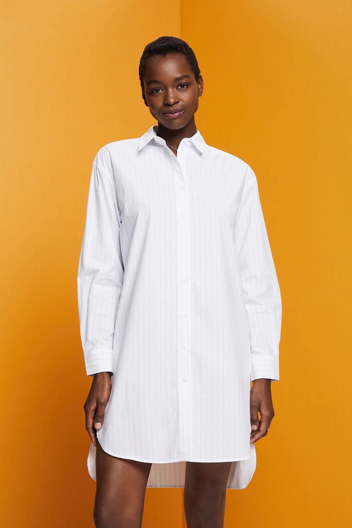 Pinstriped shirt dress, 100% cotton, WHITE, detail image number 0