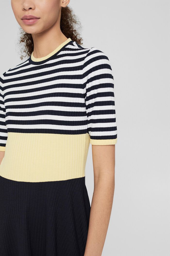 Ribbed jersey dress with stripes, NAVY, detail image number 0