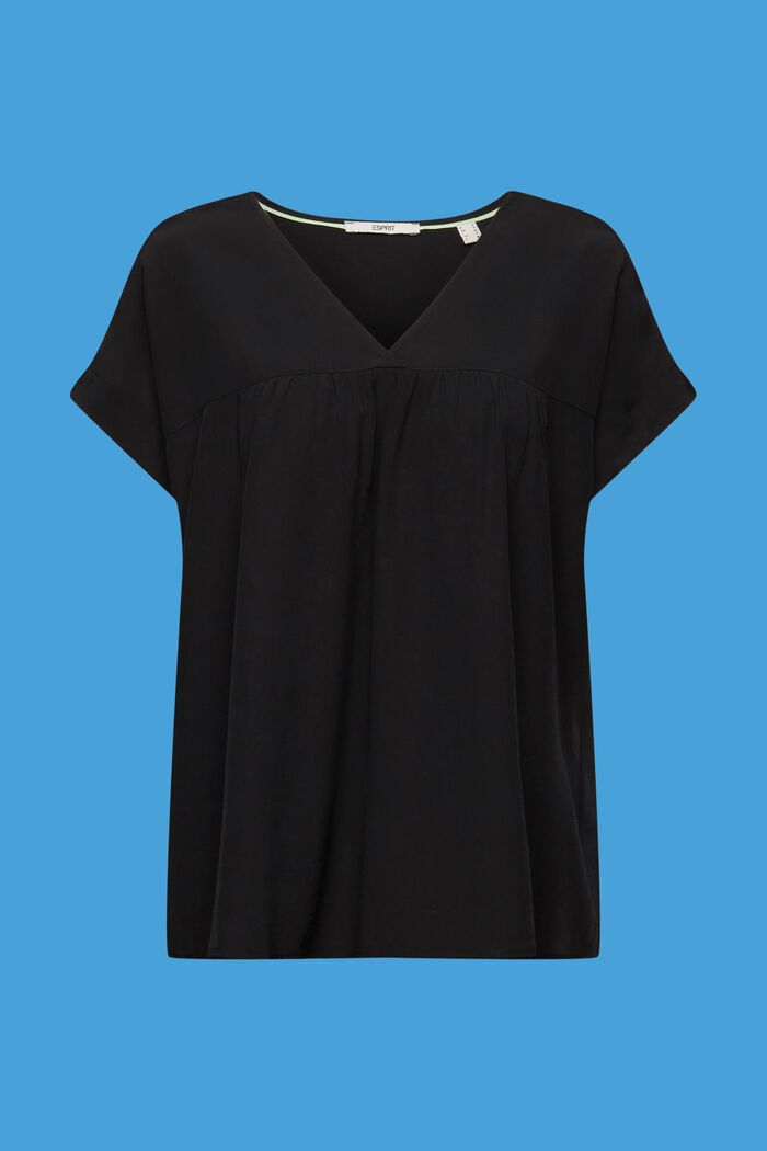 V-neck short-sleeved blouse, BLACK, detail image number 5