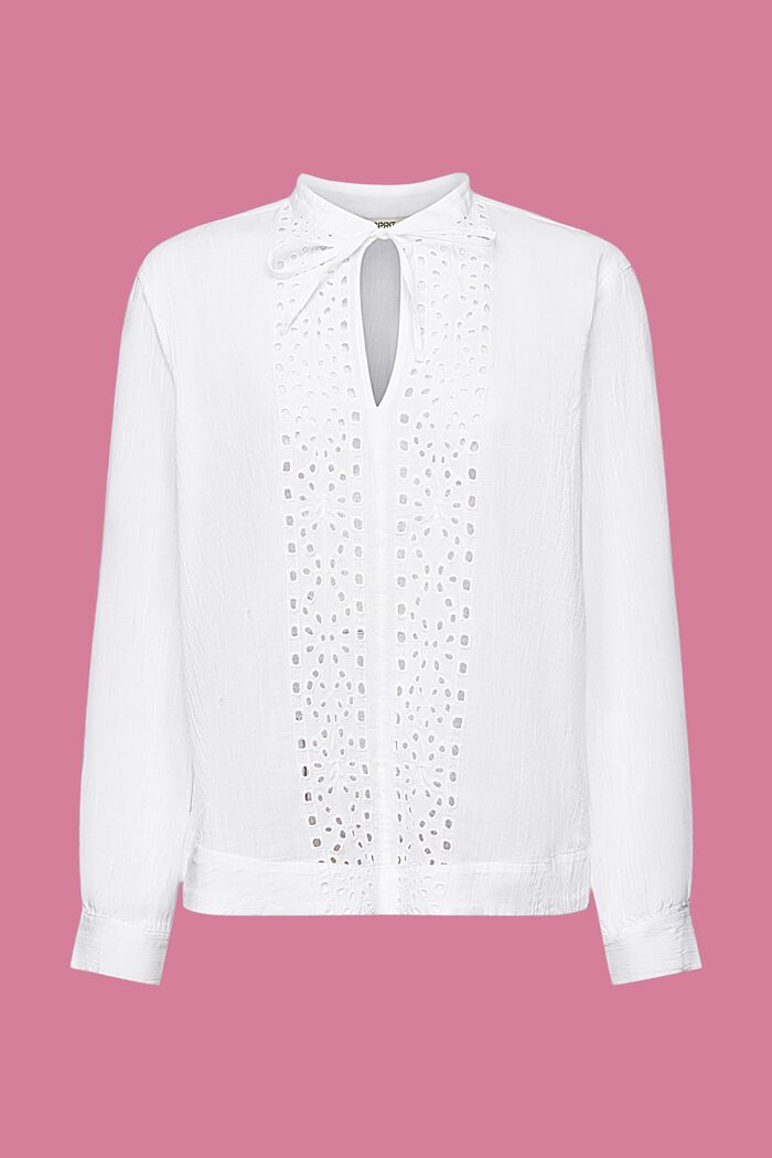 Embroidered cotton blouse, WHITE, detail image number 6