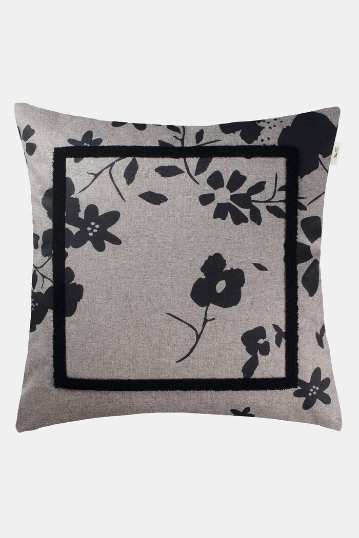 Cushion cover with floral print, GREY, overview