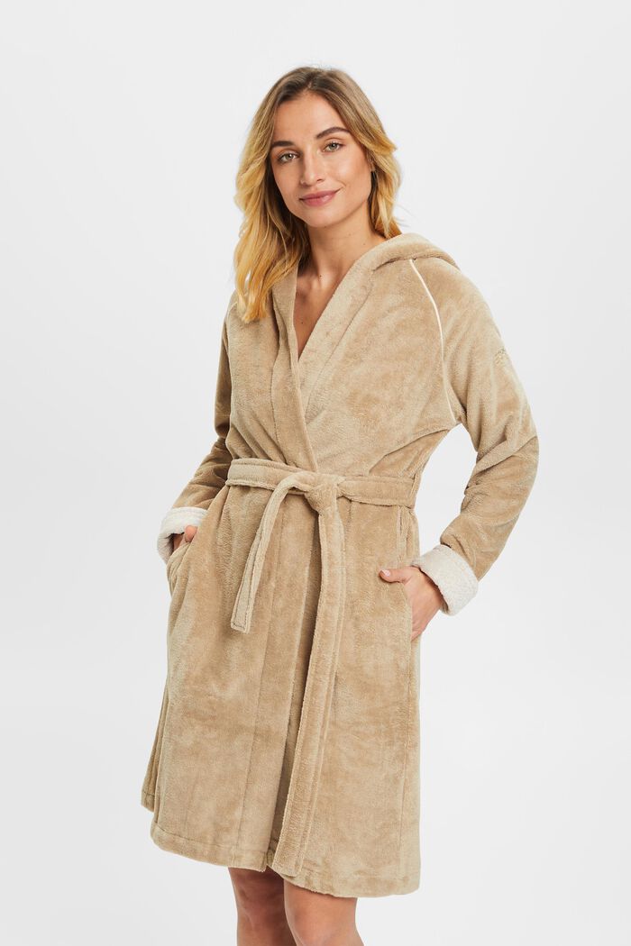 Terry cloth bathrobe with hood, MOCCA, detail image number 0