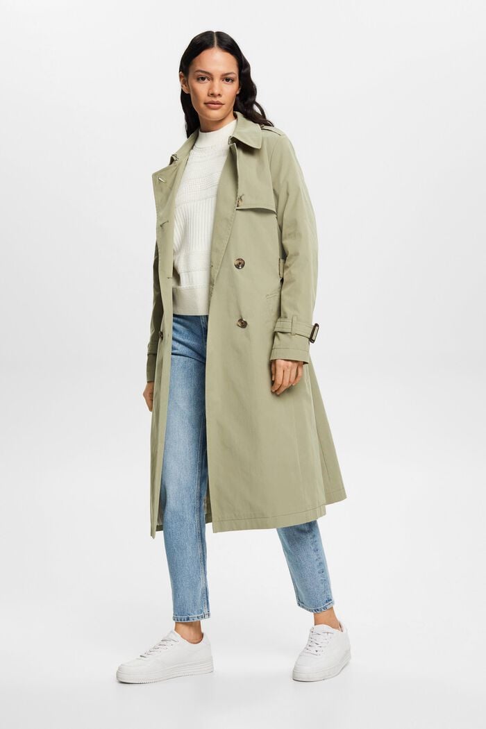 Double-breasted trench coat with belt, LIGHT KHAKI, detail image number 1