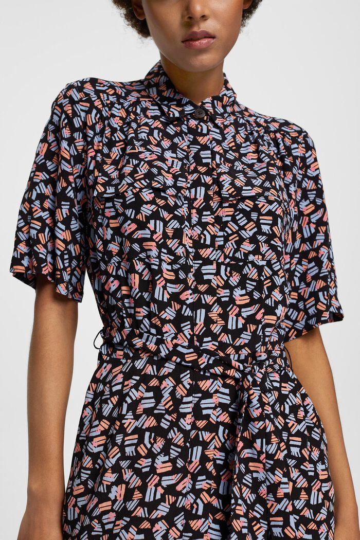 Midi dress with all-over print, BLACK, detail image number 2