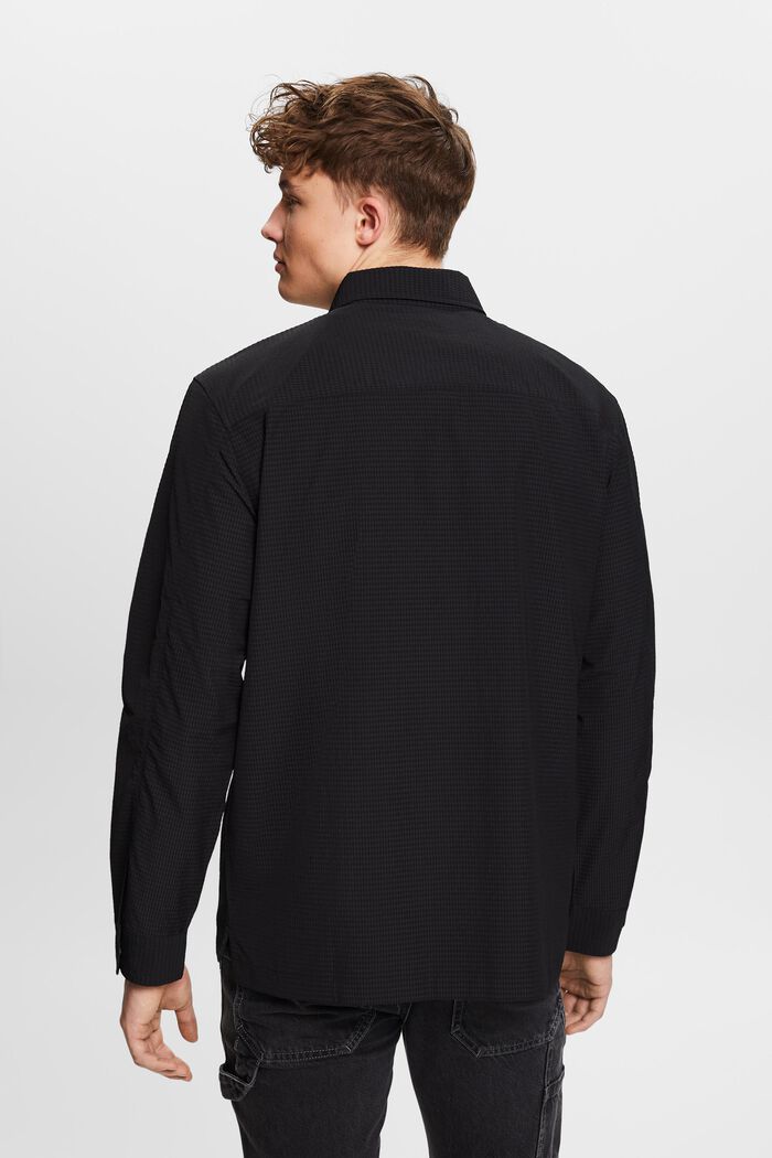 Textured Long-Sleeve Shirt, BLACK, detail image number 2