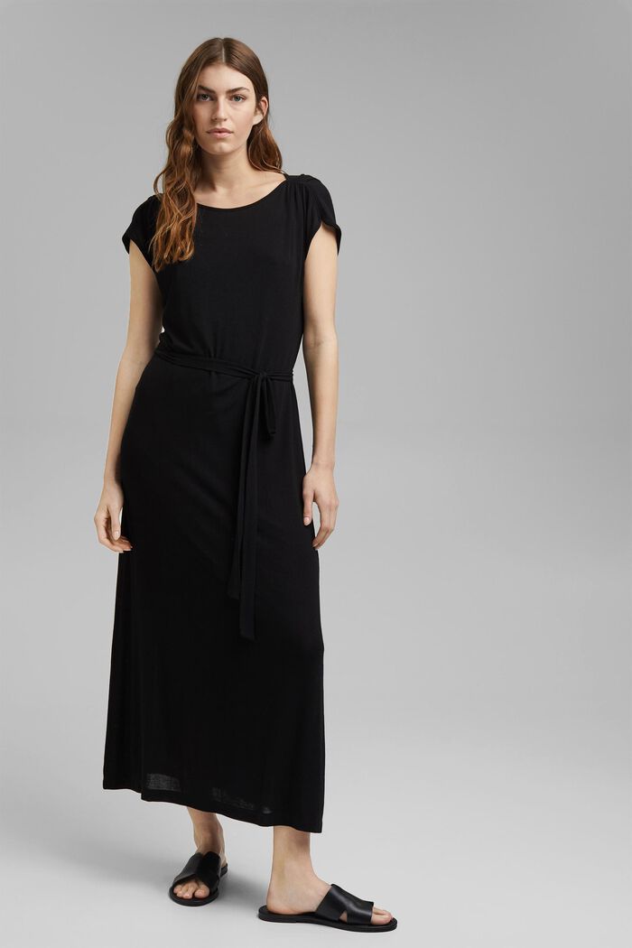Jersey maxi dress made of LENZING™ ECOVERO™, BLACK, detail image number 0