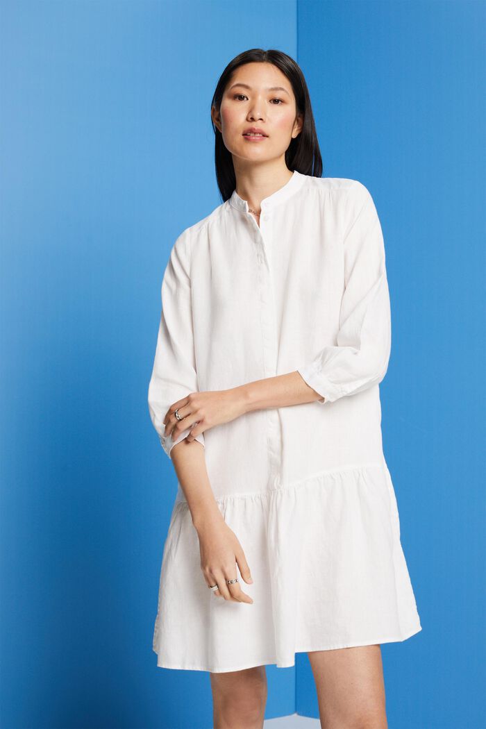 Mini shirt dress, 100% linen, WHITE, detail image number 0