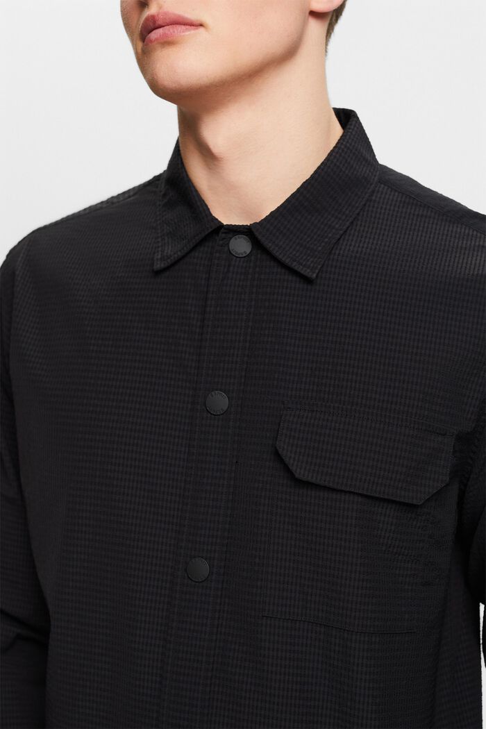 Textured Long-Sleeve Shirt, BLACK, detail image number 3