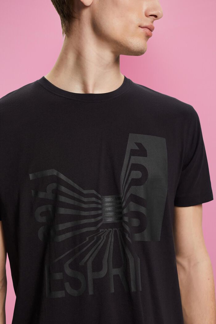 Cotton t-shirt with print, BLACK, detail image number 2