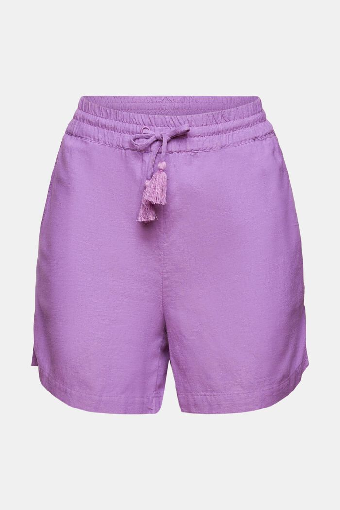 Linen blend: shorts with a drawstring waistband, VIOLET, detail image number 6