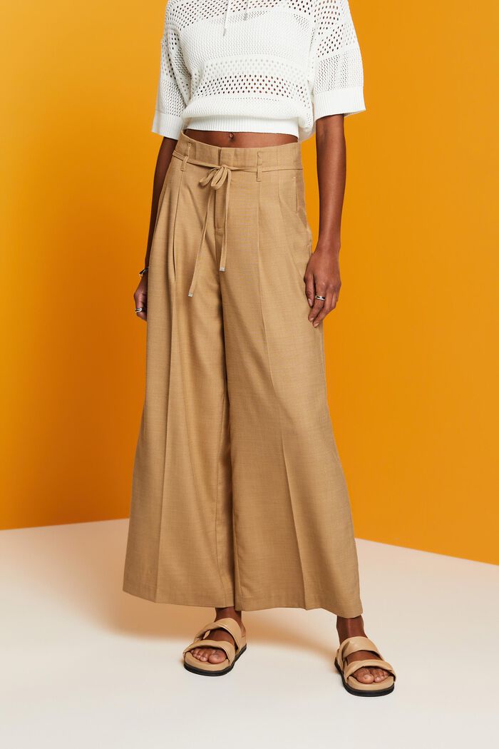 Wide fit trousers, KHAKI BEIGE, detail image number 0