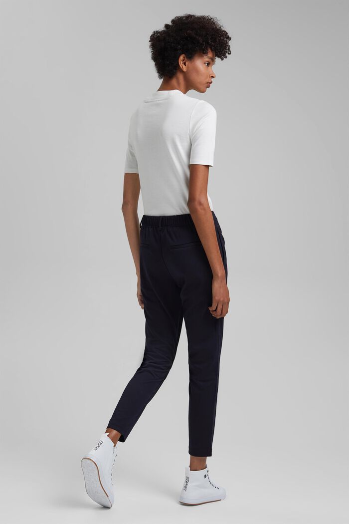 Stretch trousers with an elasticated waistband, DARK BLUE, detail image number 3