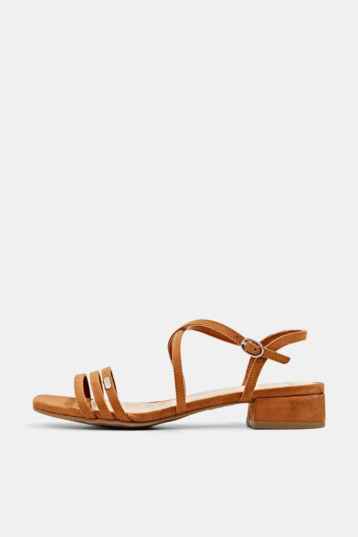 Strappy sandals in faux suede, CARAMEL, detail image number 0