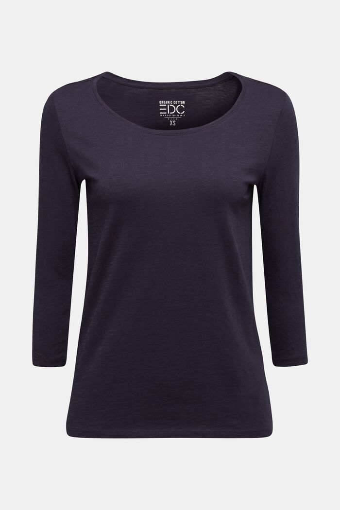 Cotton top, 3/4 sleeves, NAVY, detail image number 0