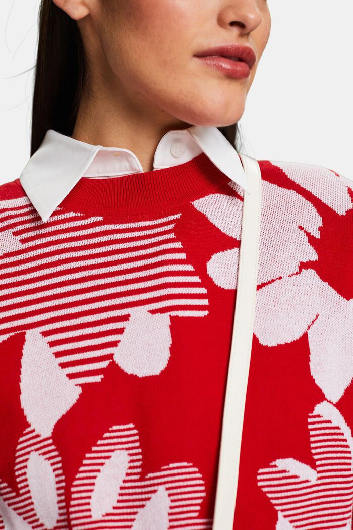 Jacquard Cotton Sweatshirt, DARK RED, detail image number 3