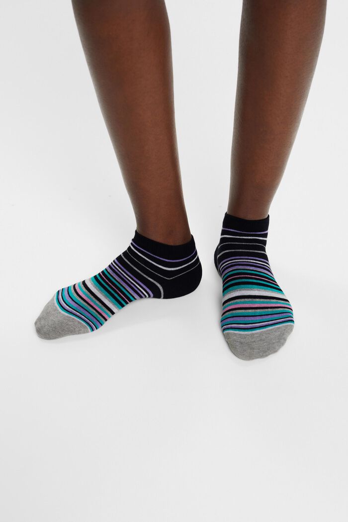 2-pack of colourful trainer socks, organic cotton, BLACK, detail image number 2