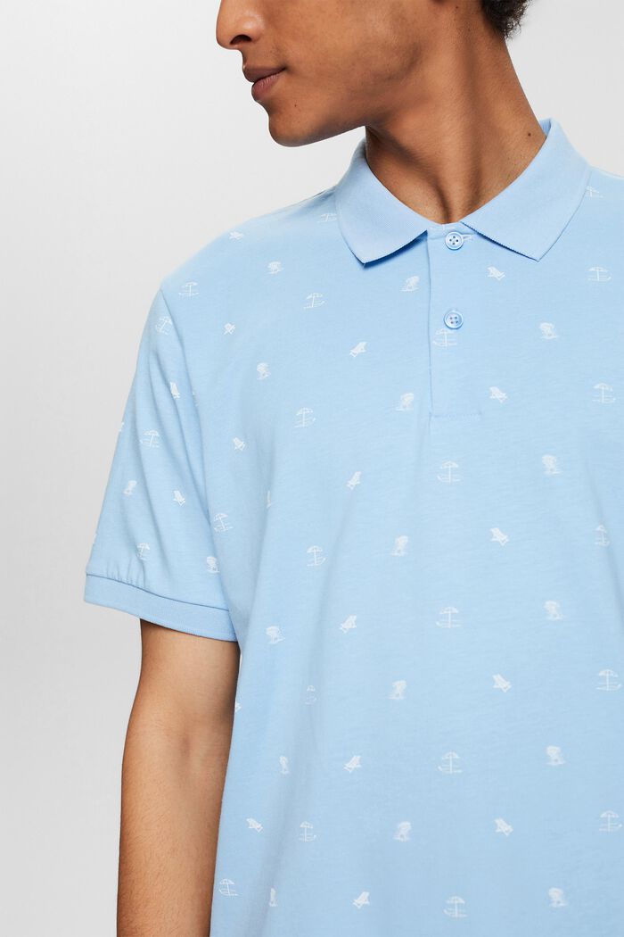 Jersey polo shirt with a print, LIGHT BLUE, detail image number 3