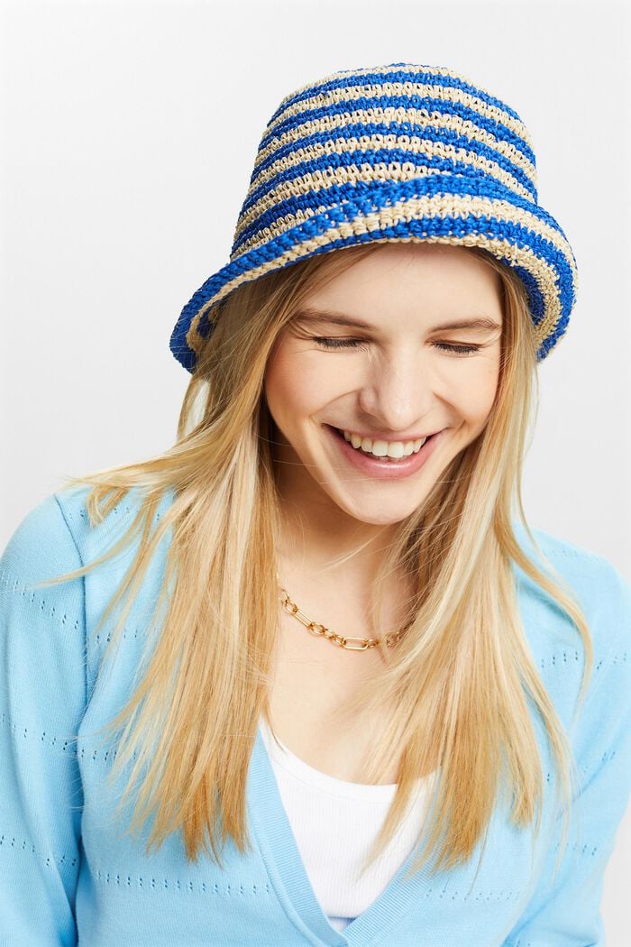 Striped Woven Bucket Hat, BRIGHT BLUE, detail image number 2