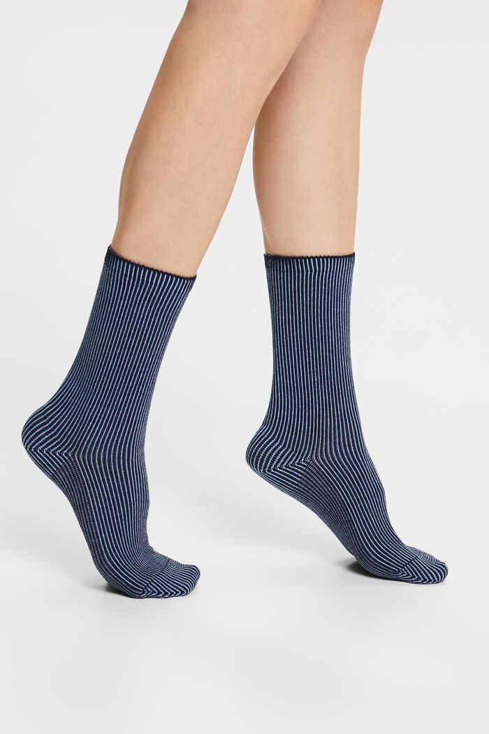 2-Pack Striped Chunky Knit Socks, BLUE, detail image number 1