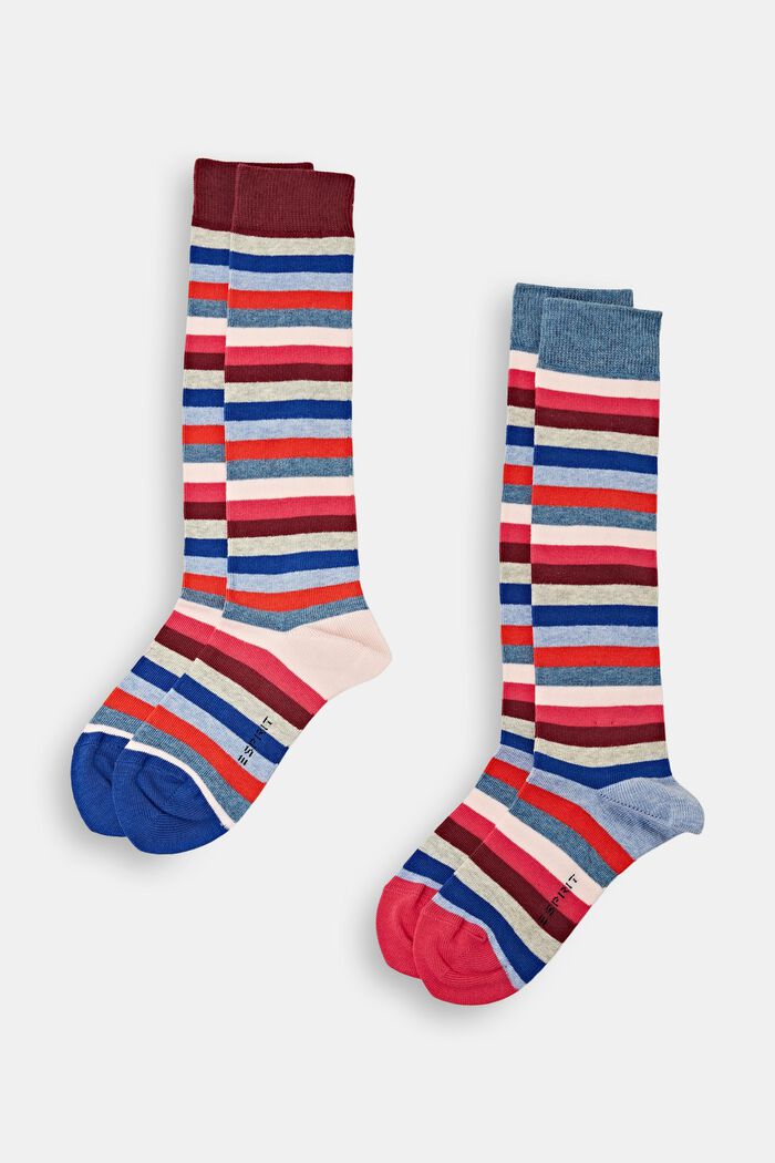 Double pack of knee-high socks, organic cotton, LIGHT DENIM, detail image number 1