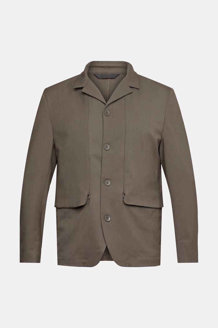 Made of recycled material: breathable tailored jacket, DARK KHAKI, overview