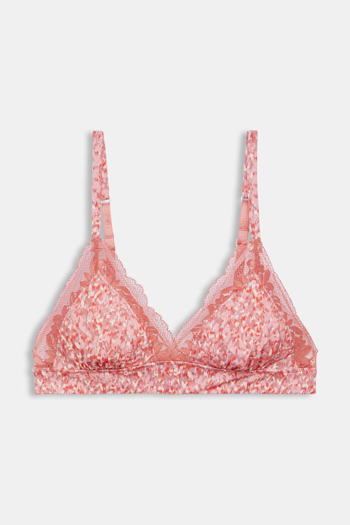 Non-wired bra with lace and pattern