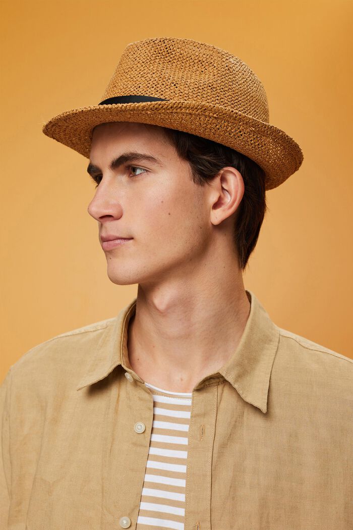 Woven trilby hat, CAMEL, detail image number 2