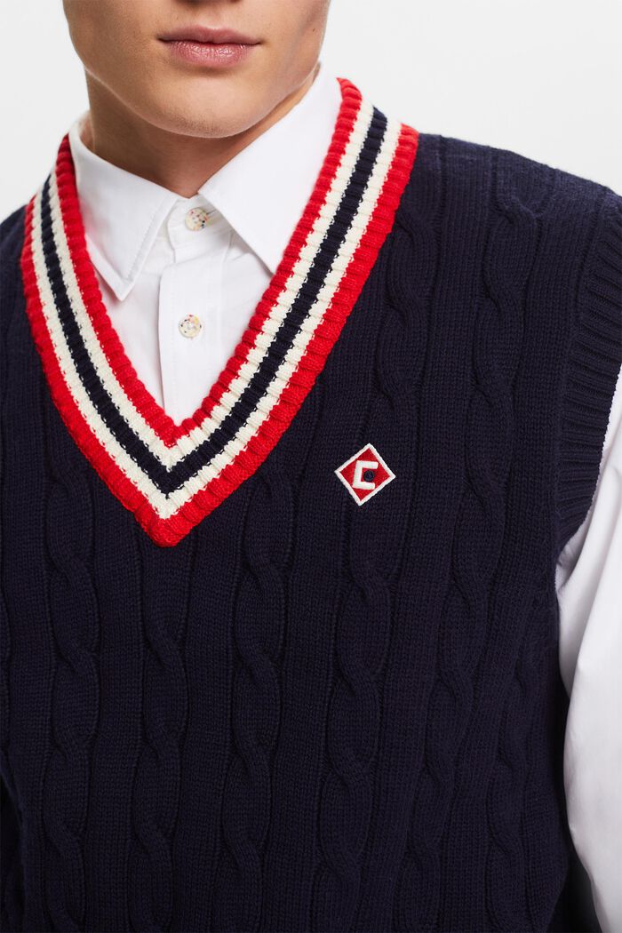 Cable-Knit Sweater Vest, NAVY, detail image number 2
