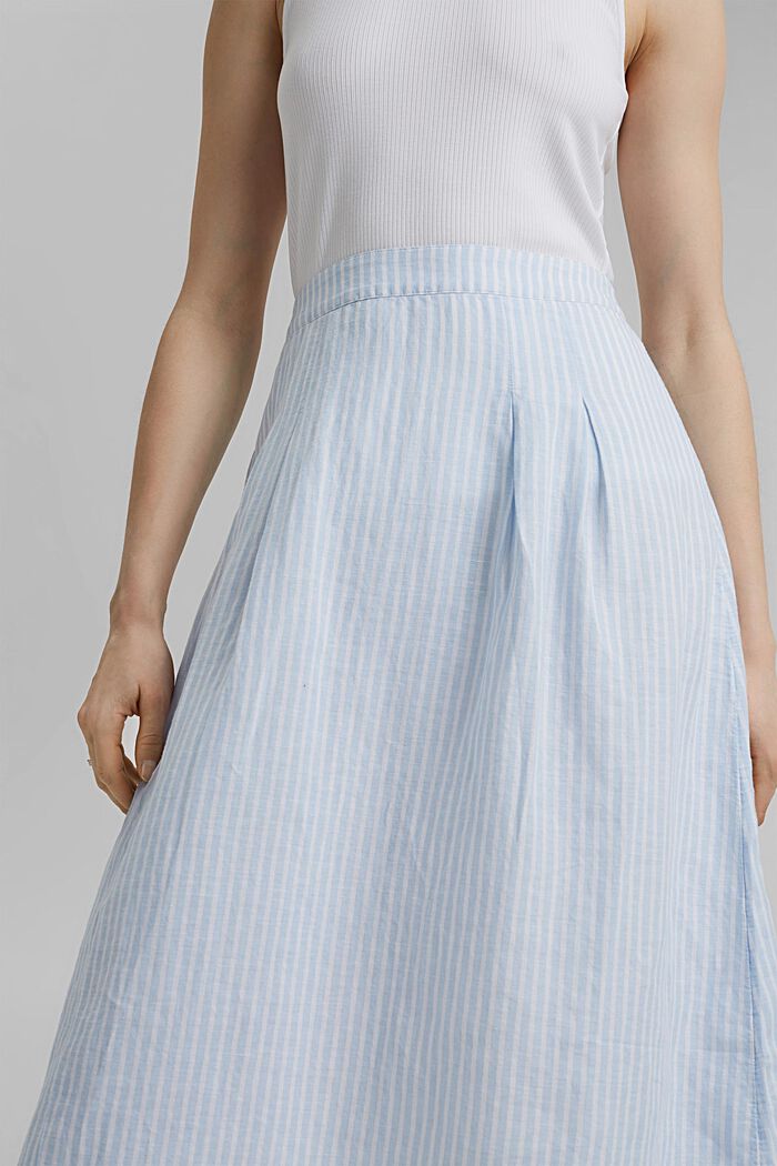 Linen blend: striped midi skirt, LIGHT BLUE, detail image number 2