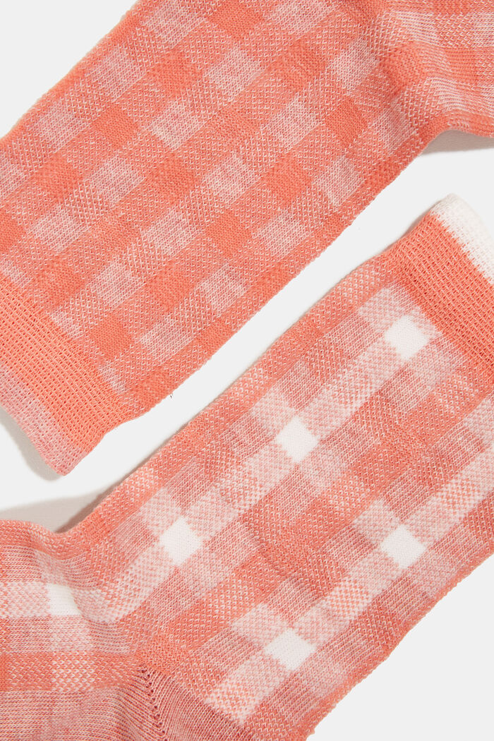 Double pack of socks with a check pattern, HEATHER PINK, detail image number 1