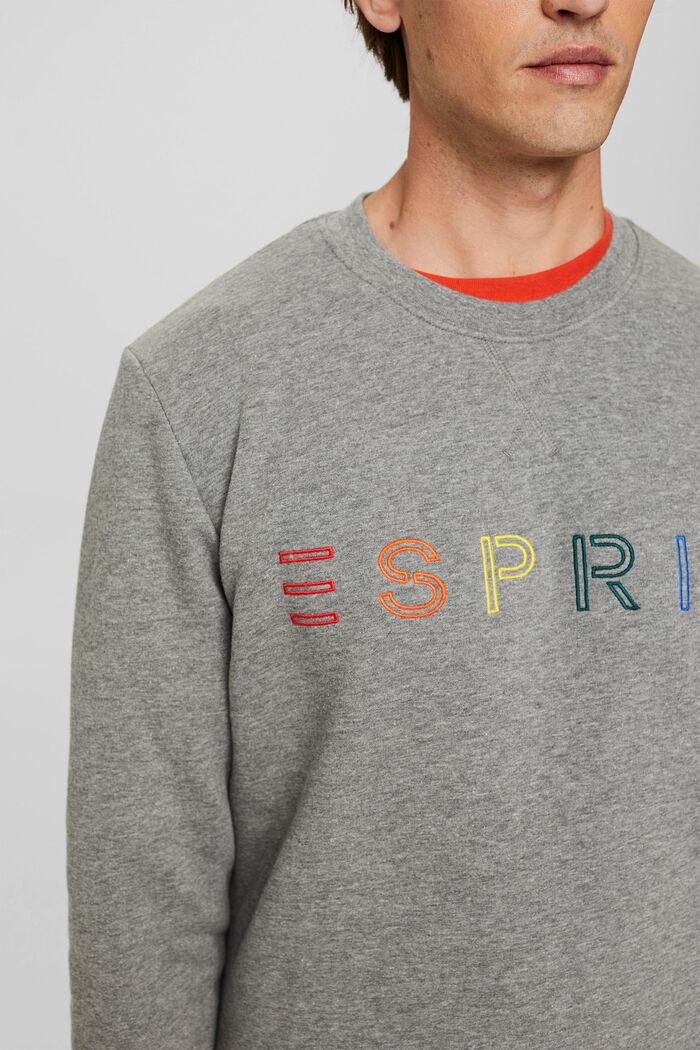 Recycled: sweatshirt with logo embroidery, MEDIUM GREY, detail image number 0