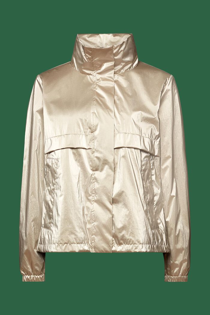 Metallic Coated Windbreaker Jacket, TAUPE, detail image number 6