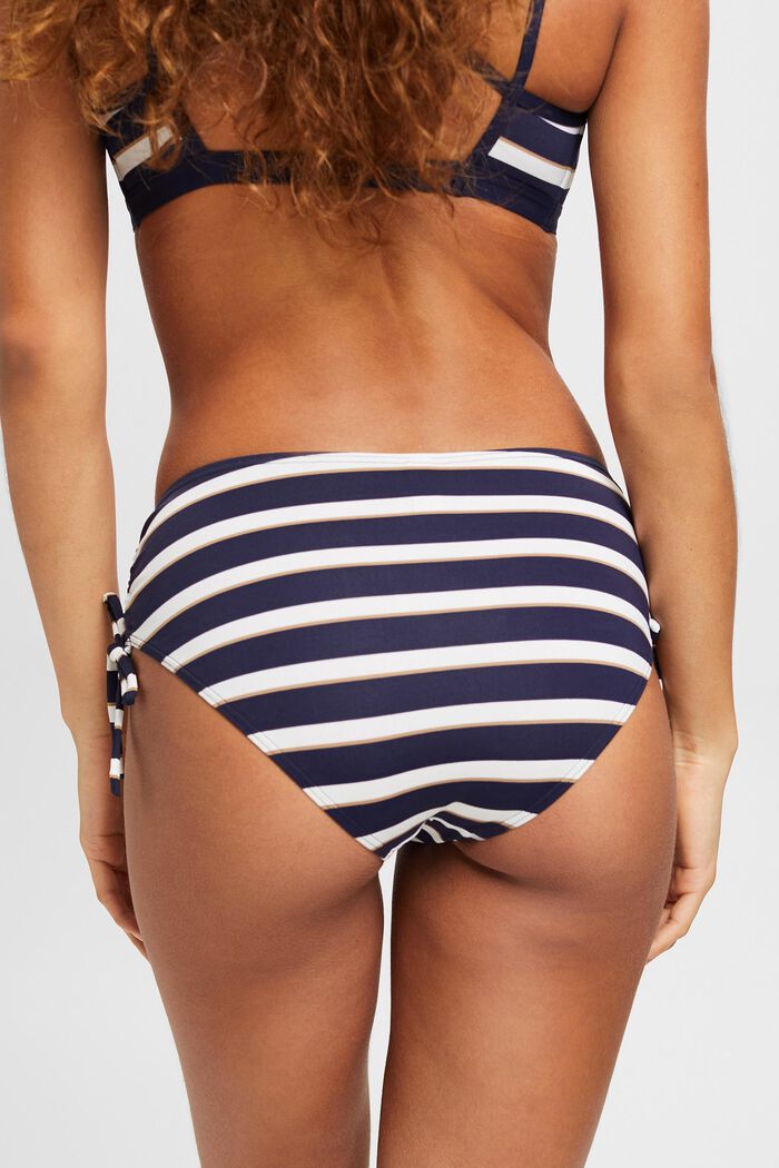 Striped bikini bottoms with mid-height waistband, NAVY, detail image number 3