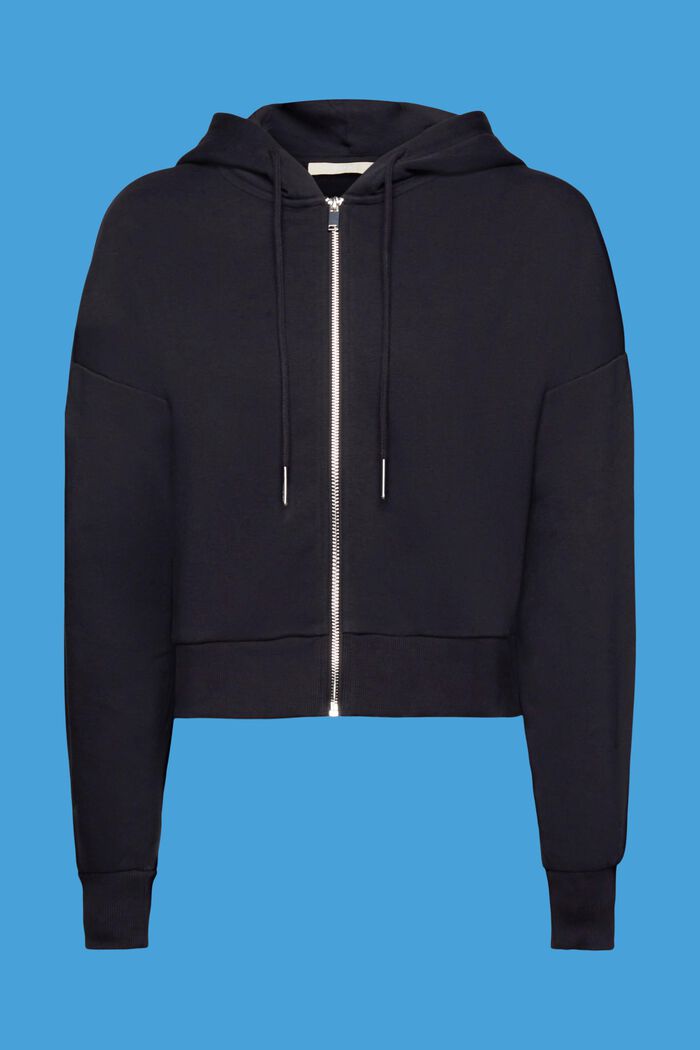 Cropped zip trough hoodie, BLACK, detail image number 6